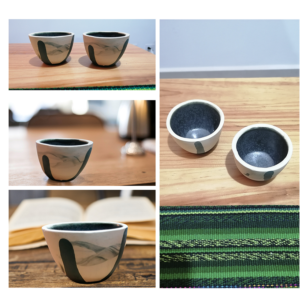 Juego de tazas artesanales acabado marmoleado para café espresso