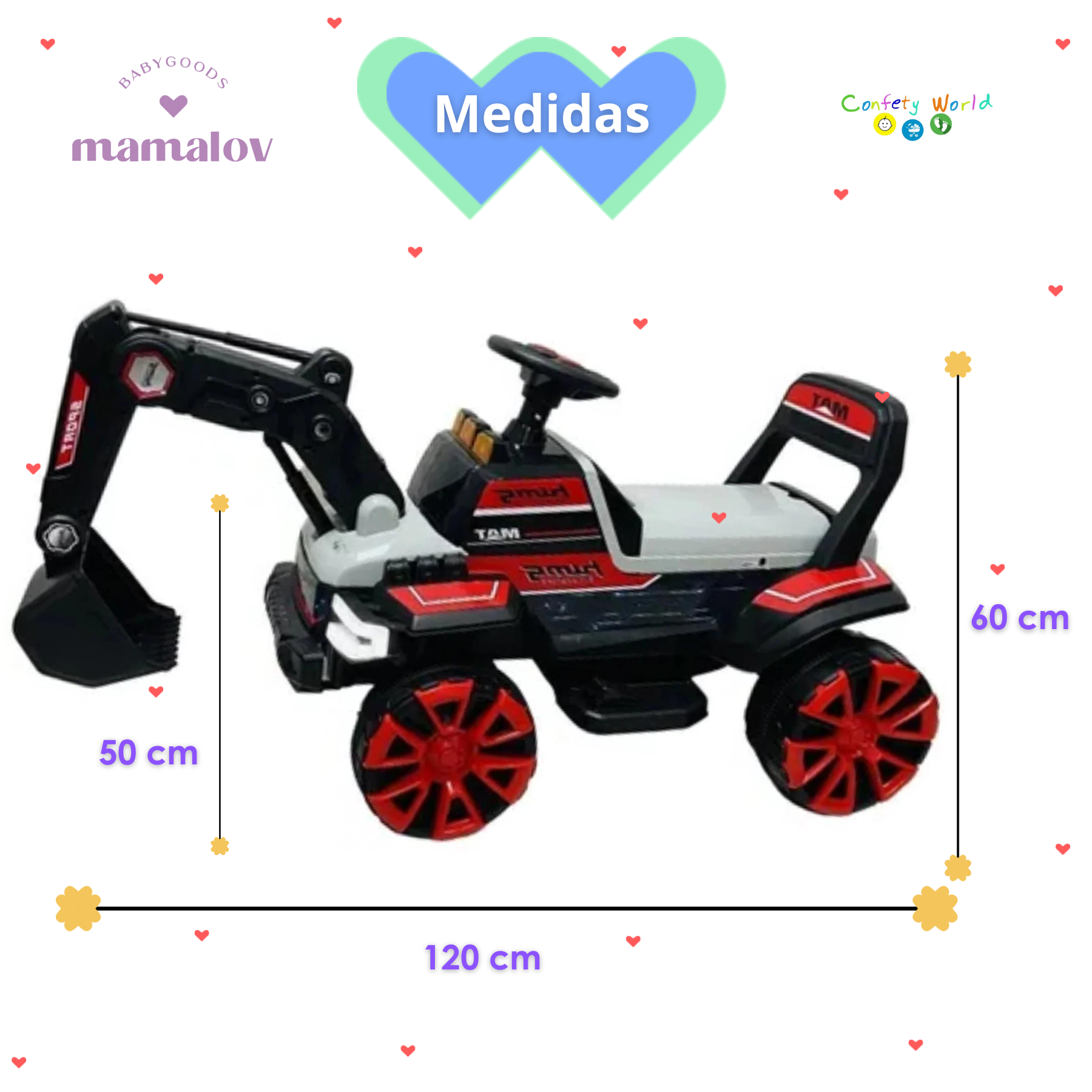 Juguete Montable Eléctrico | Excavadora | Recargable | Rojo