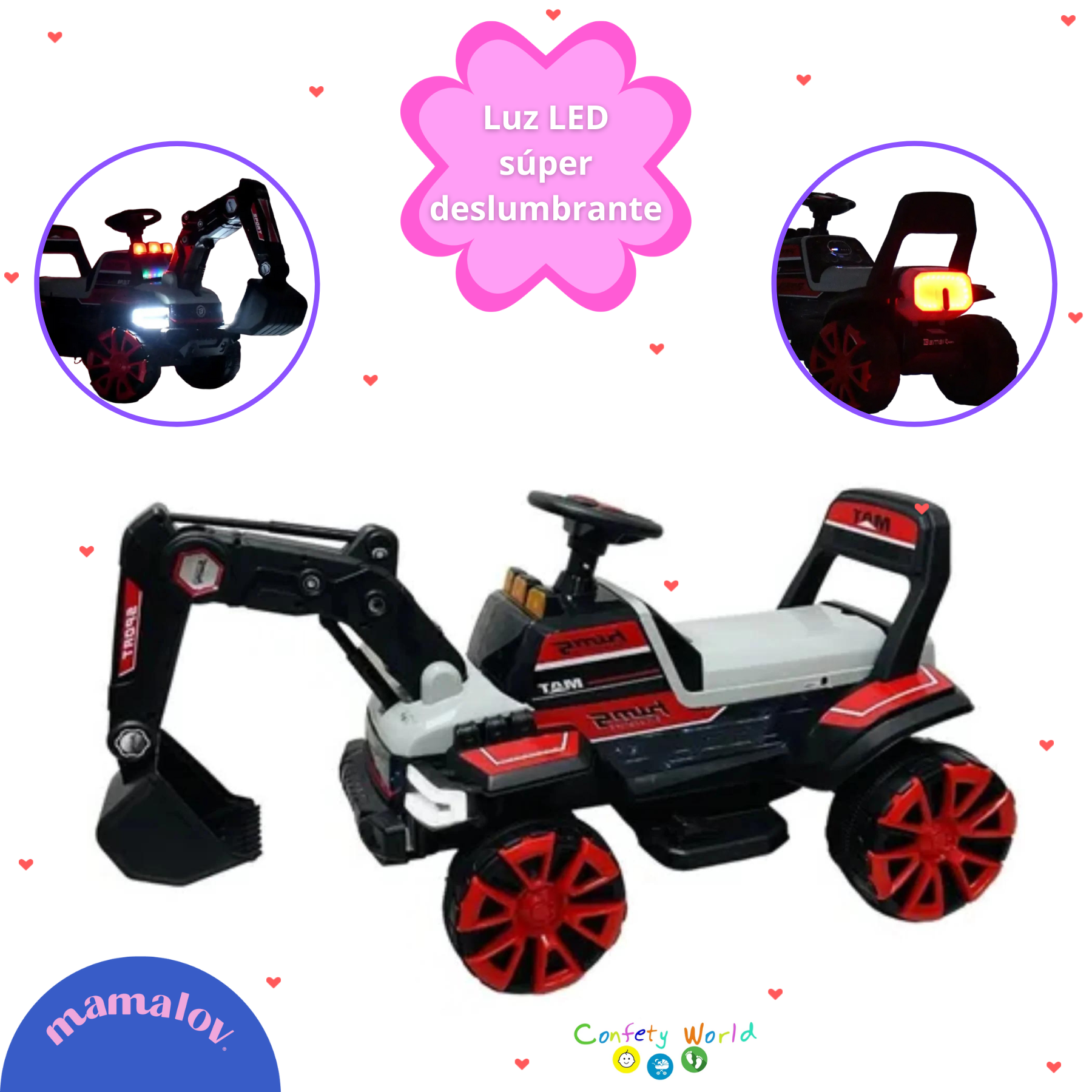 Juguete Montable Eléctrico | Excavadora | Recargable | Rojo