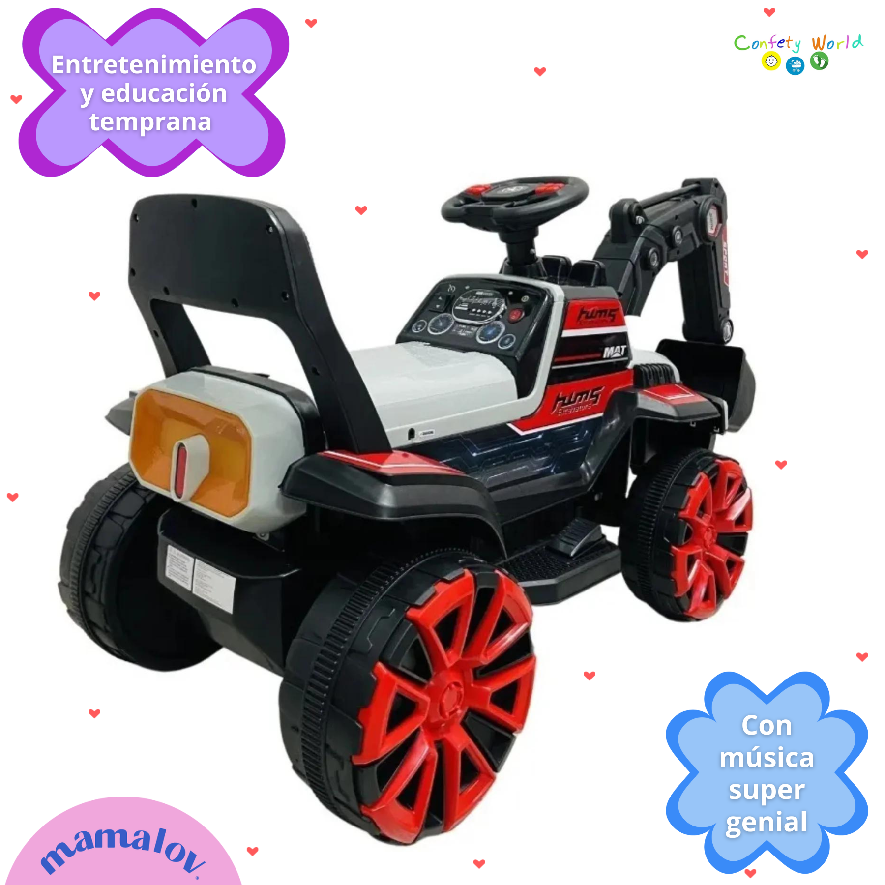 Juguete Montable Eléctrico | Excavadora | Recargable | Rojo