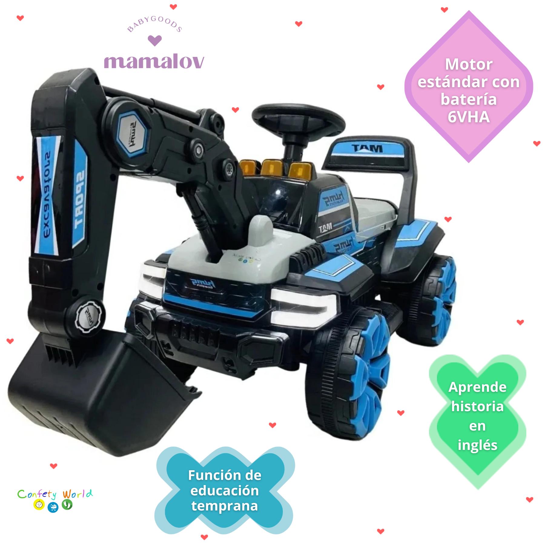 Juguete Montable Eléctrico | Excavadora | Recargable | Azul