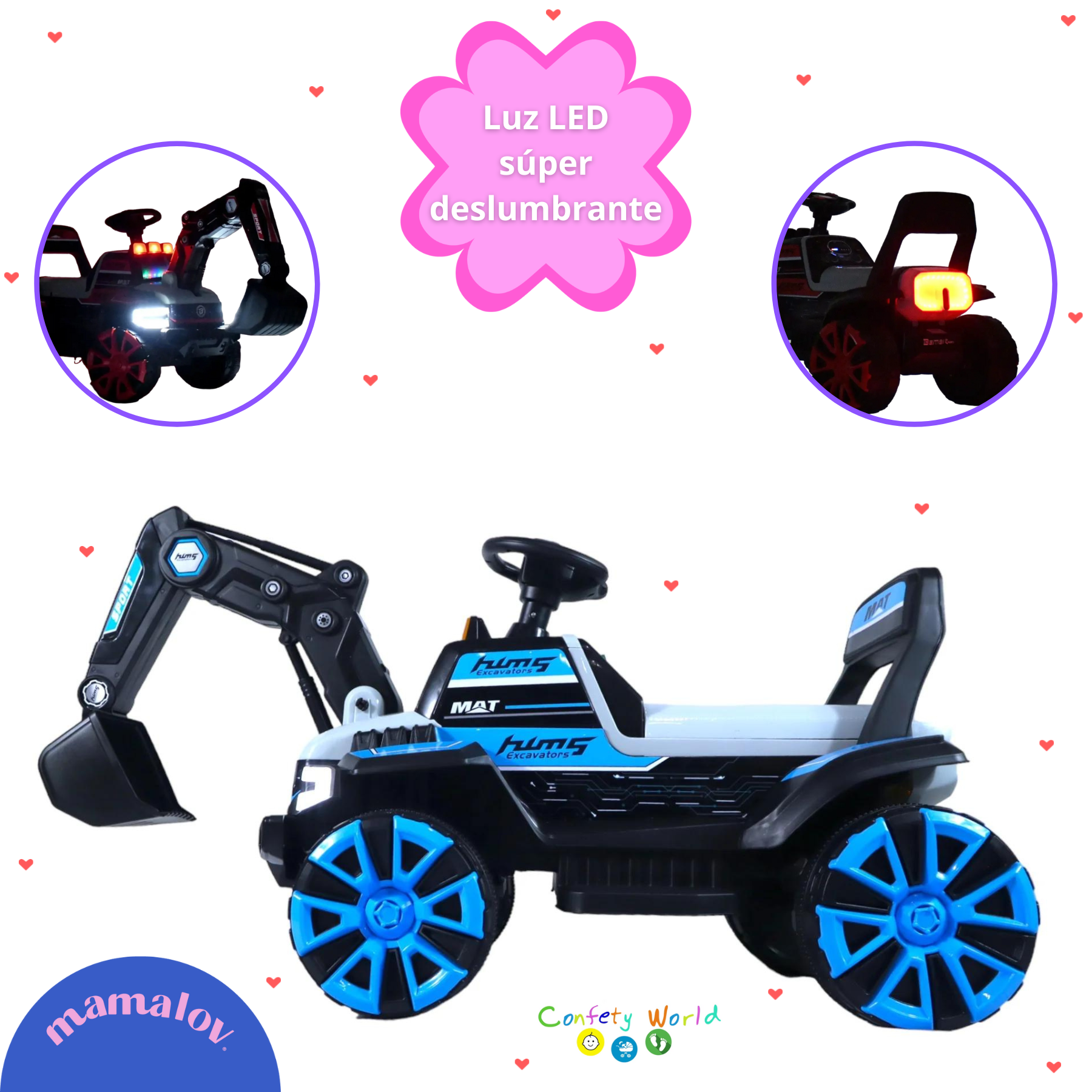 Juguete Montable Eléctrico | Excavadora | Recargable | Azul