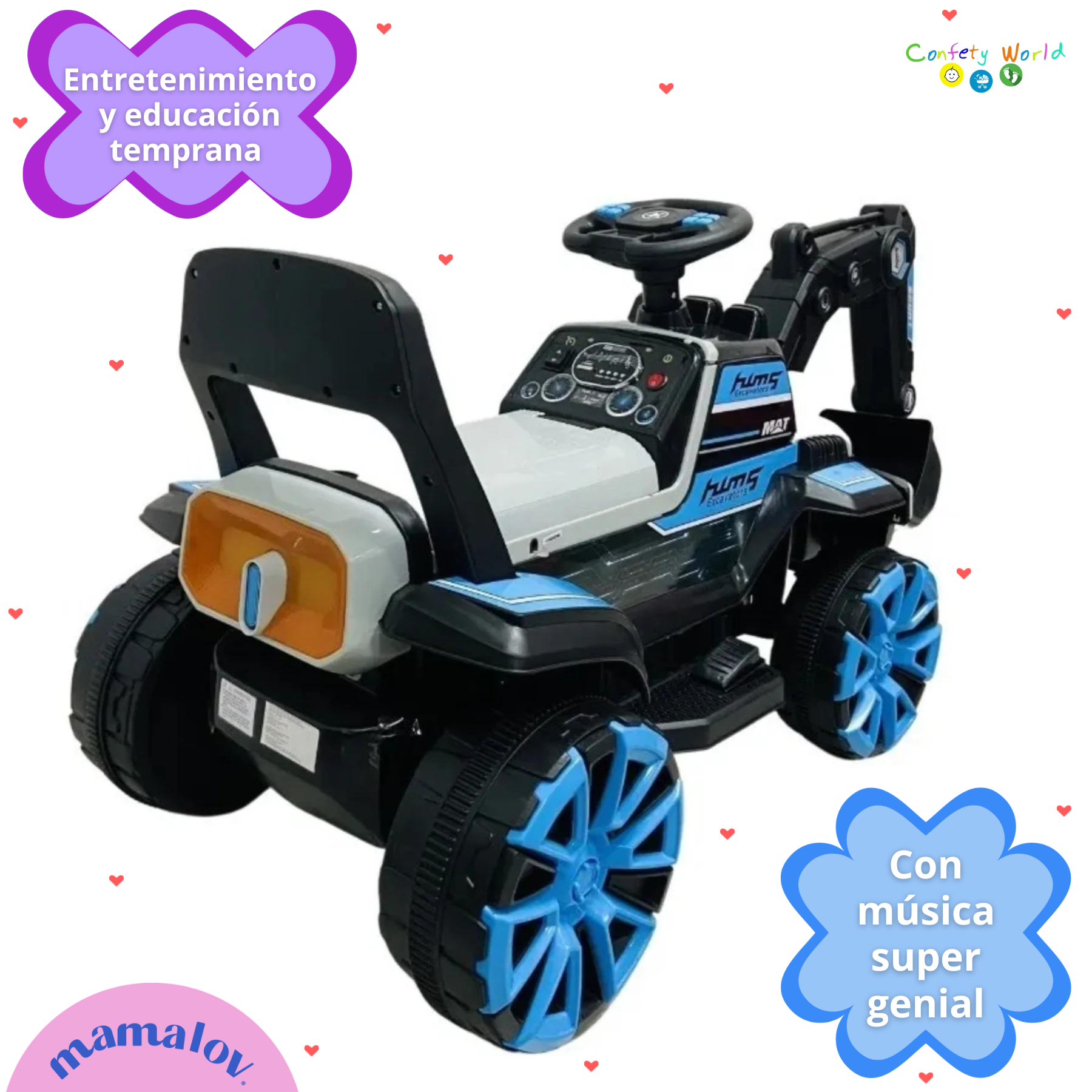 Juguete Montable Eléctrico | Excavadora | Recargable | Azul