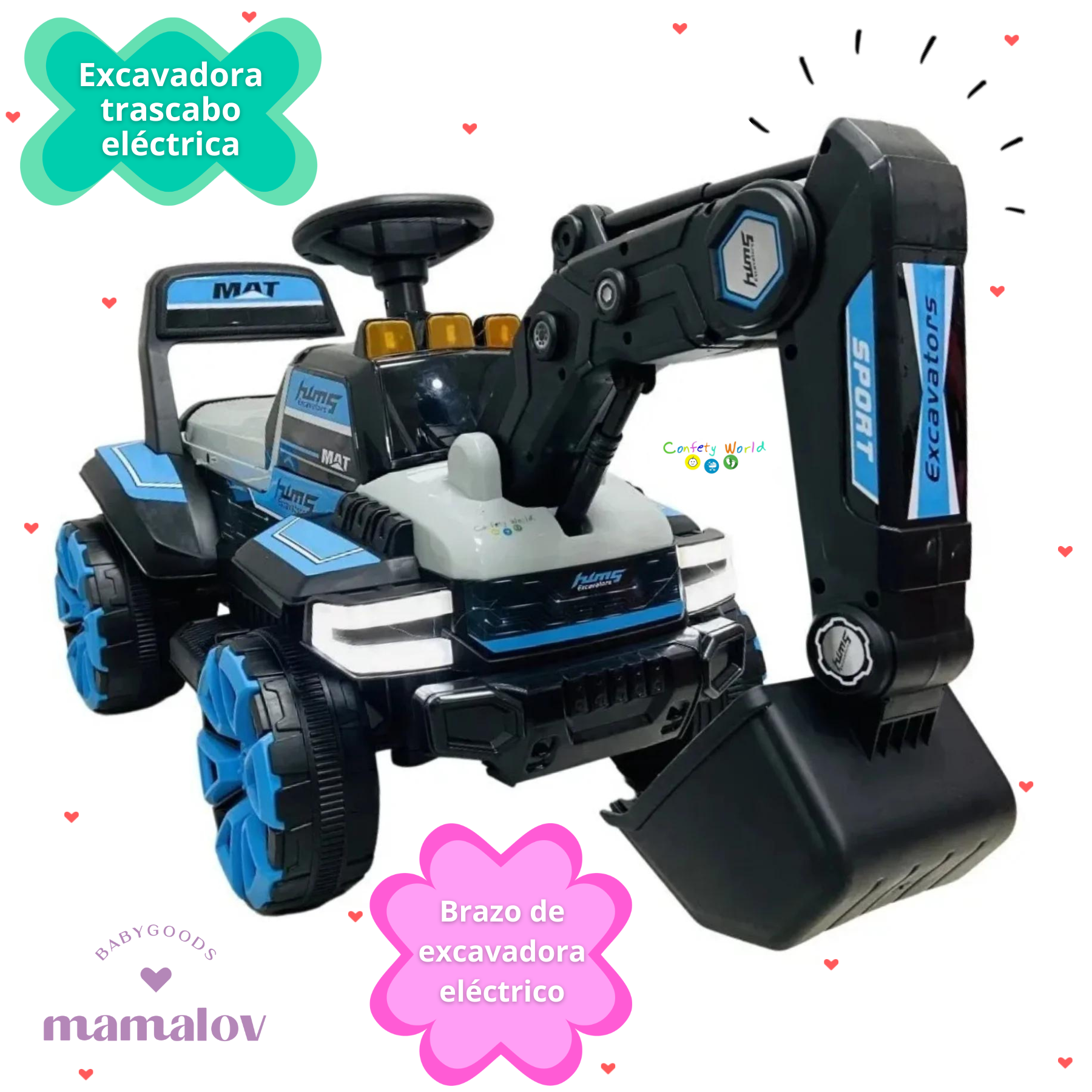 Juguete Montable Eléctrico | Excavadora | Recargable | Azul