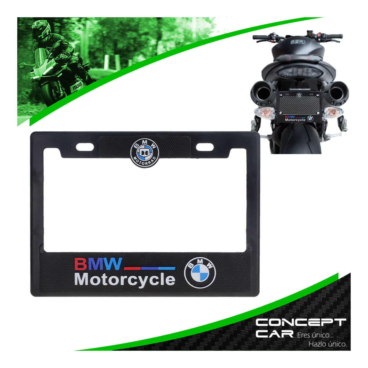 Marco Portaplaca Moto Plastico Impreso Placa Grande Bmw