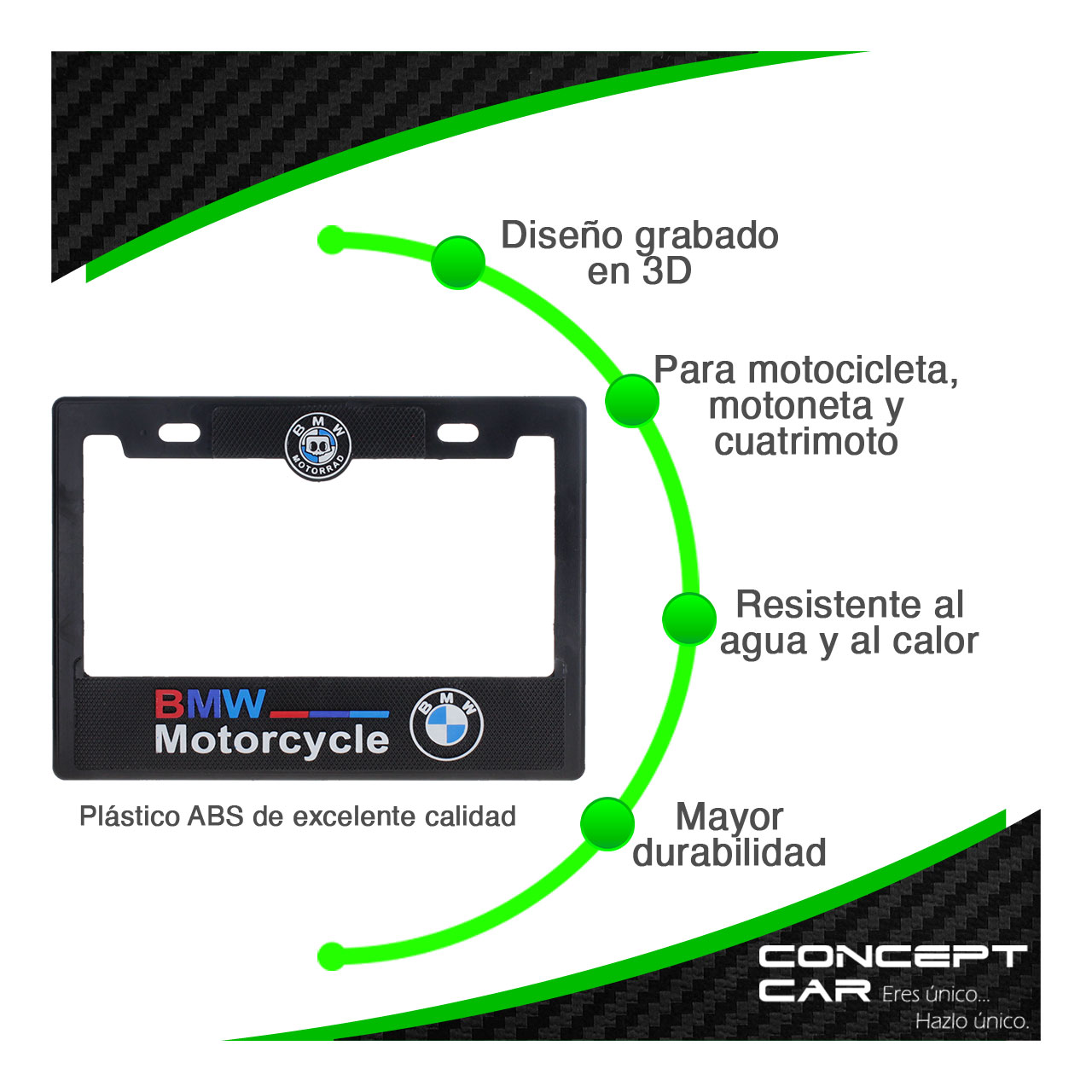 Marco Portaplaca Moto Plastico Impreso Placa Grande Bmw
