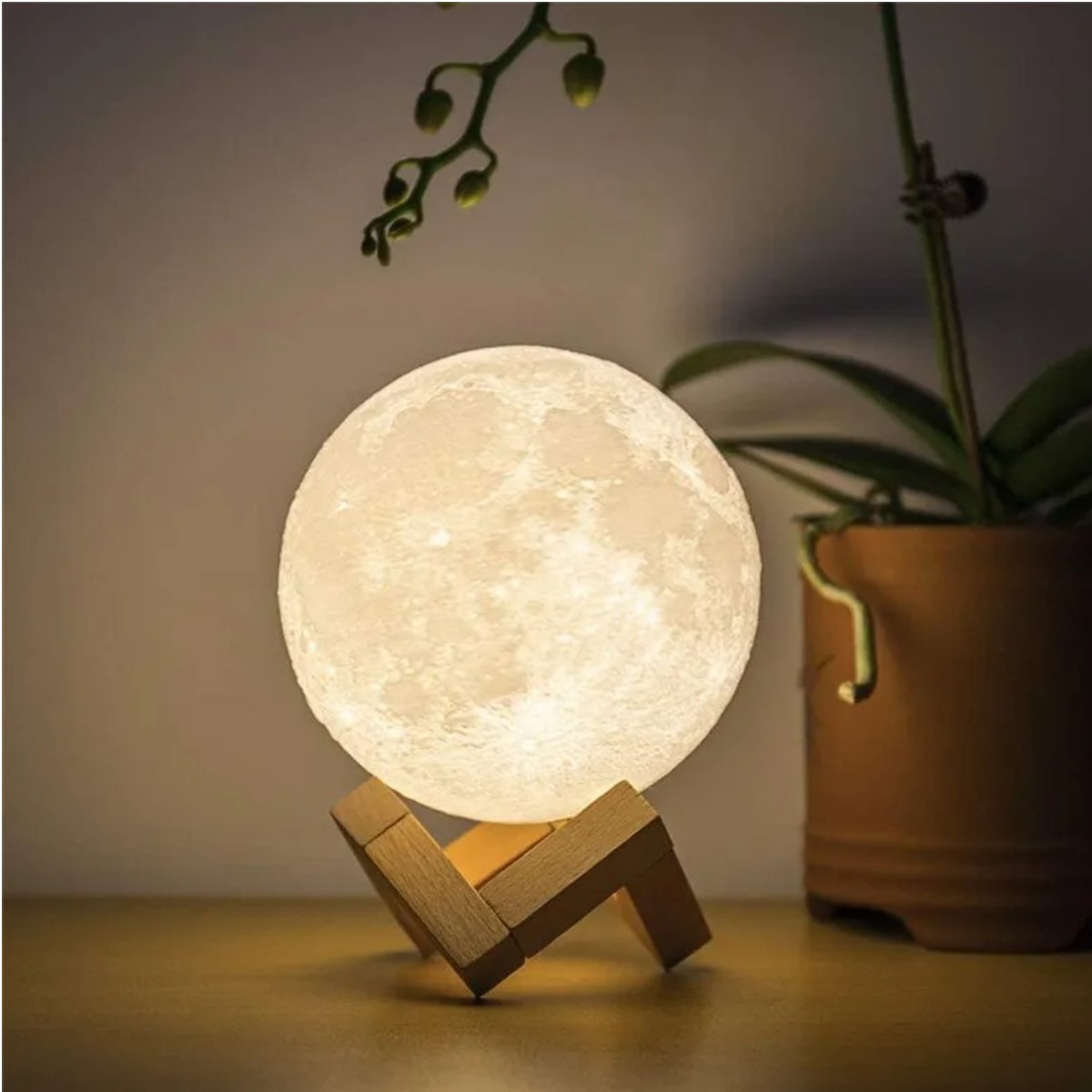 Lampara Luz Nocturna LED recargable 3D lámpara Luna táctil decoración hogar USB adorno led brillo