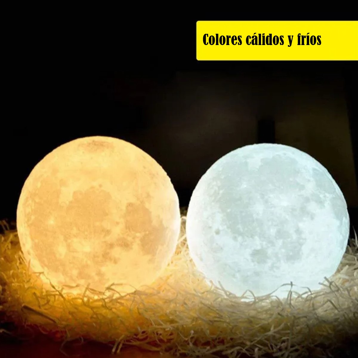 Lampara Luz Nocturna LED recargable 3D lámpara Luna táctil decoración hogar USB adorno led brillo