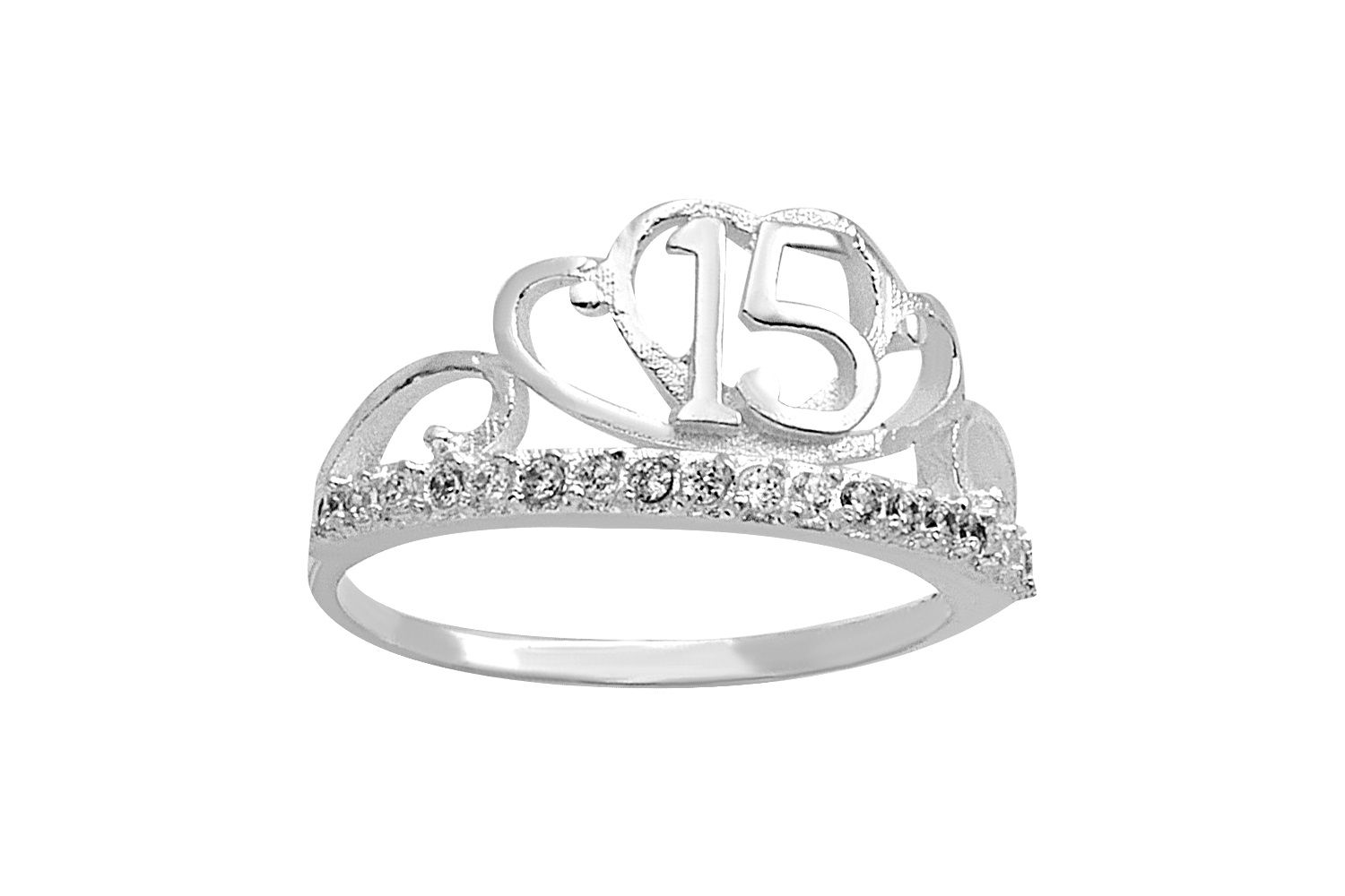 Anillo Plata 925 Horoz Corona 15 años #6 SP8.