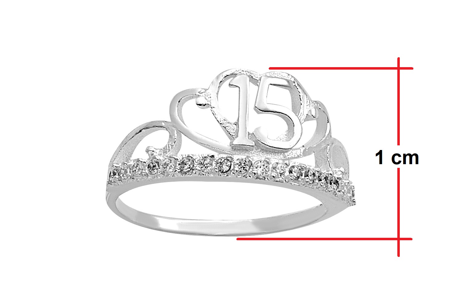 Anillo Plata 925 Horoz Corona 15 años #6 SP8.