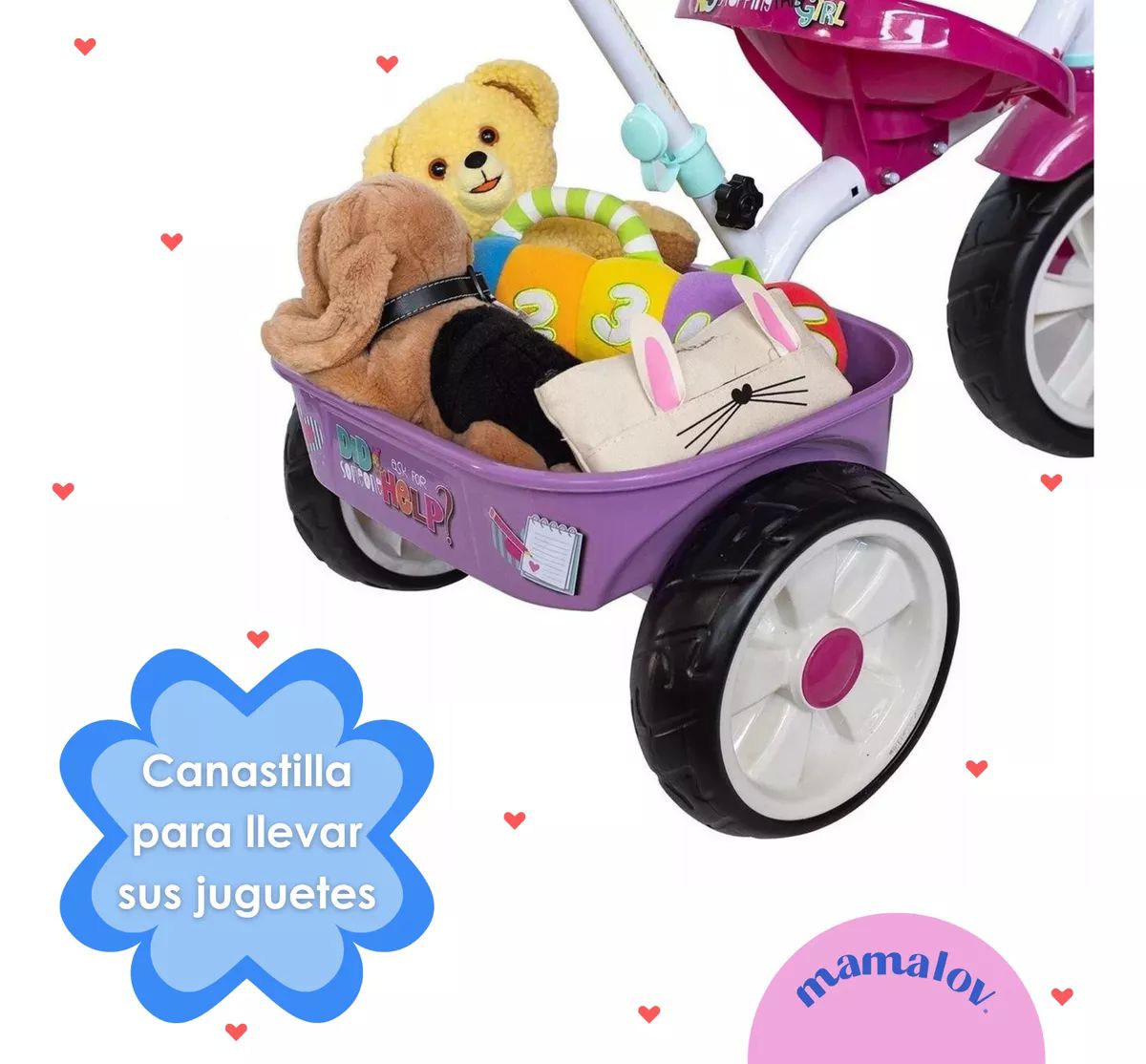 Triciclo Apache Para Niña Minnie Mouse Cajuela Barra Empuje