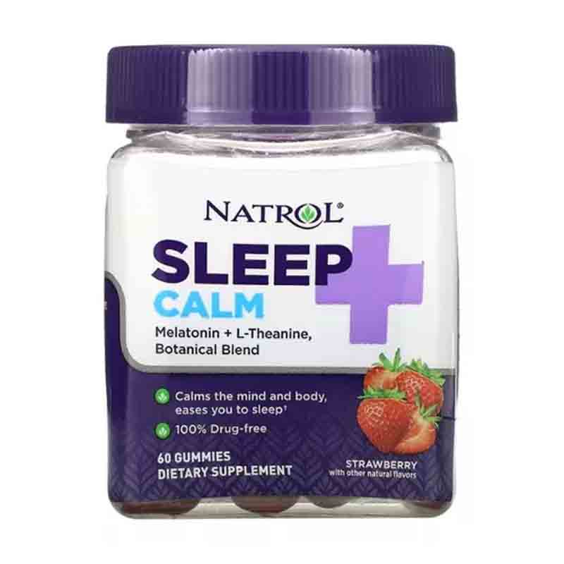 Sleep Calm Melatonina 6mg + L-Teanina 100mg Natrol 60 gomitas sabor fresa 