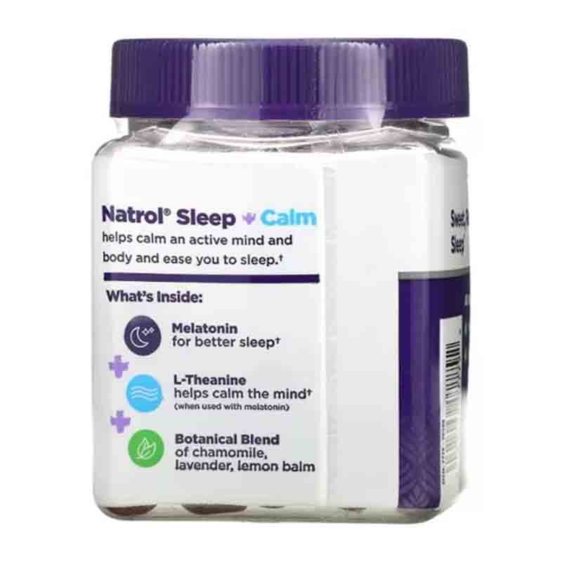 Sleep Calm Melatonina 6mg + L-Teanina 100mg Natrol 60 gomitas sabor fresa 