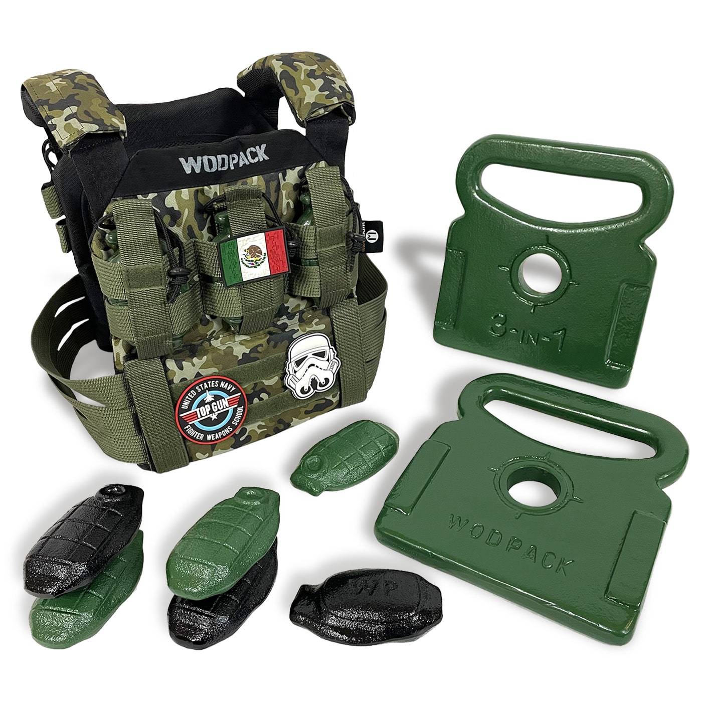 Chaleco de peso Crossfit táctico Grenade 26 k Green WODPACK