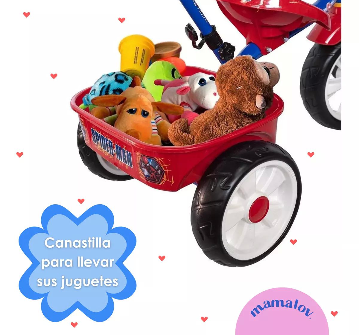 Triciclo Apache Para Niño Spiderman Cajuela Barra Empuje