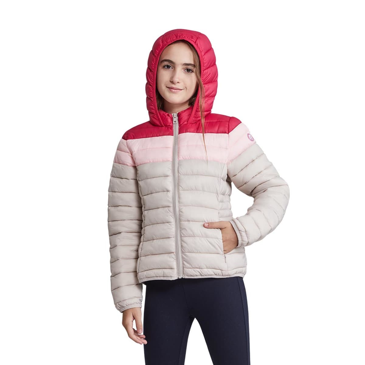 Chamarra tricolor capitonada para niña, marca Holly Land Kids, mod. 1088954