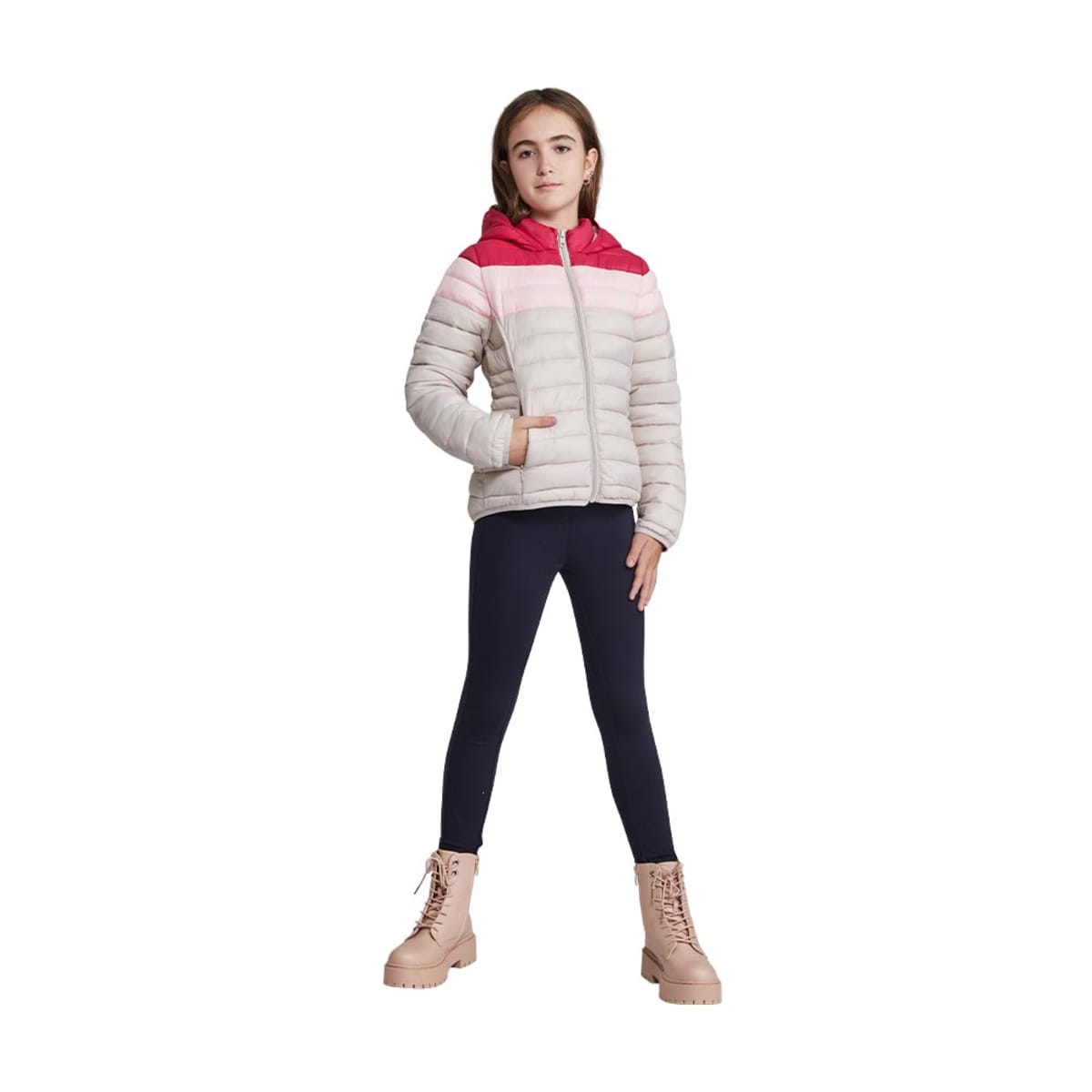 Chamarra tricolor capitonada para niña, marca Holly Land Kids, mod. 1088954
