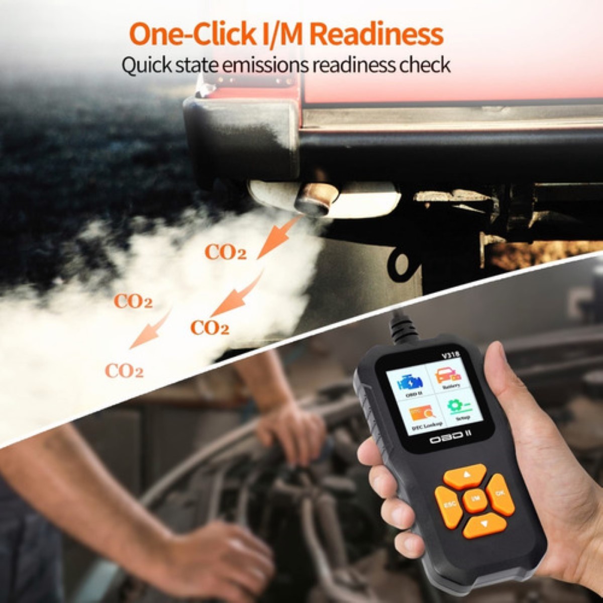 Escaner Automotriz Obd2 Can O2 Sensor I/m Leer Borrar Código Negro  botones naranjas 