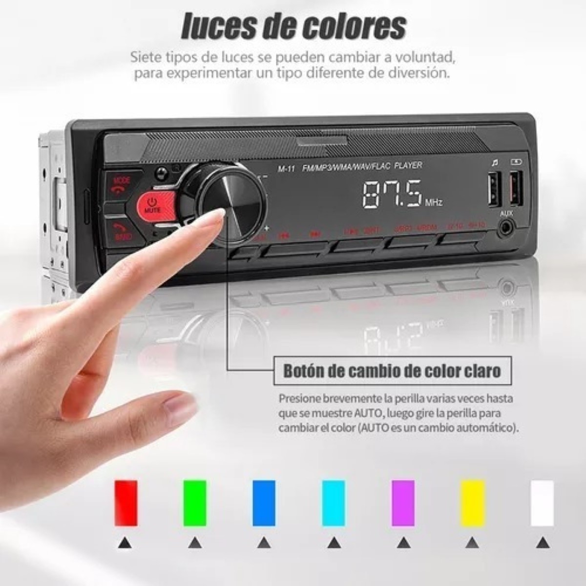Auto Estereo Bluetooth Mp3 Radio Manos Libres Aux Fm Sd Usb Negro