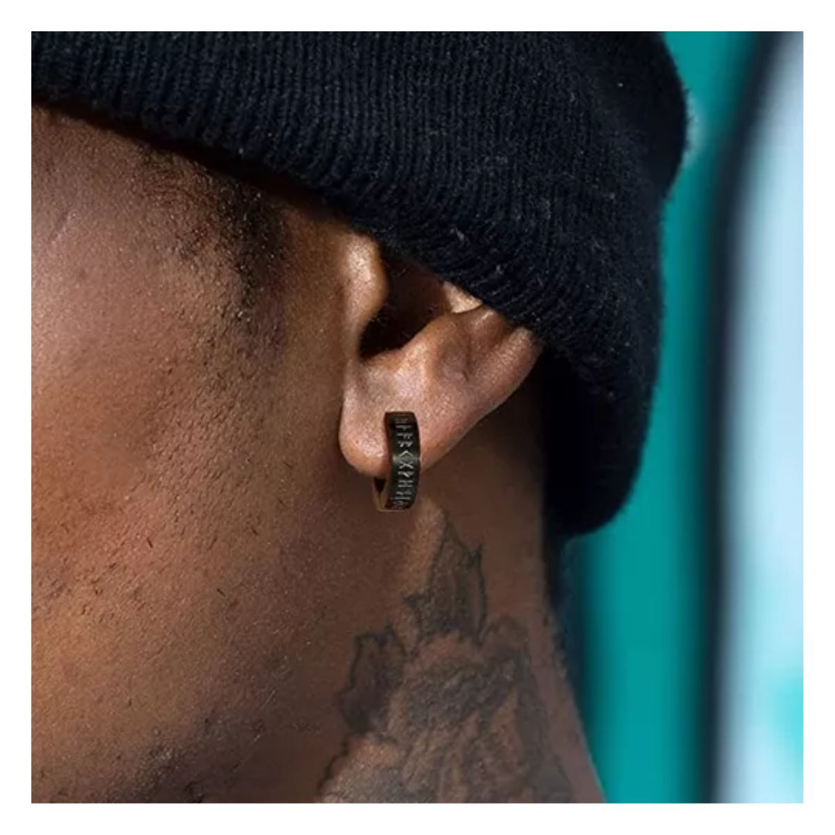 6 Pares Aretes Con Piercing Pendientes Runas Vikingas Hombre Negro