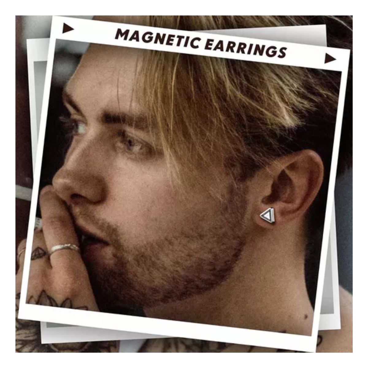 10 Pares Aretes Hombre Falsos Piercing Imán Arracadas Acero 