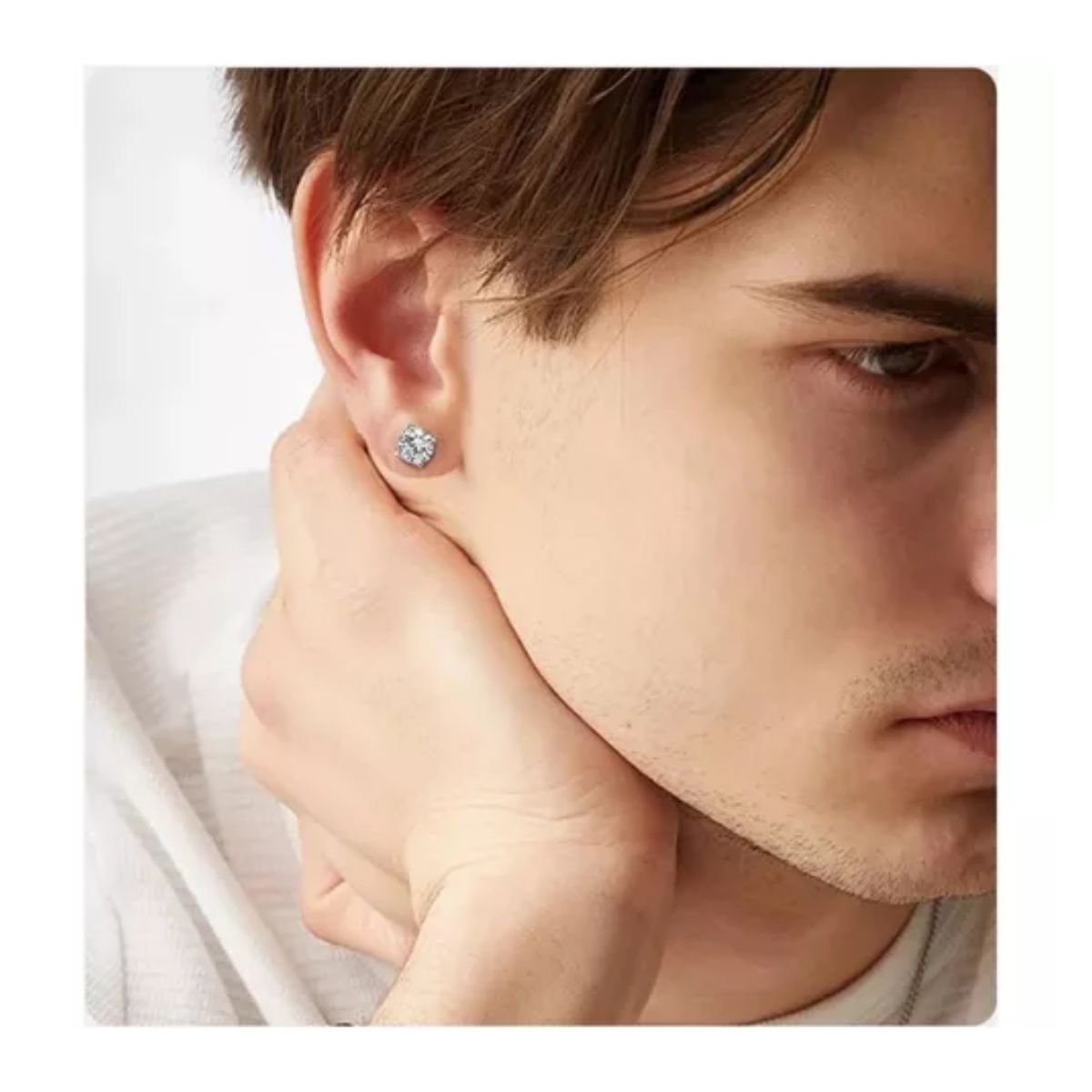 10 Pares Aretes Hombre Falsos Piercing Imán Arracadas Acero 