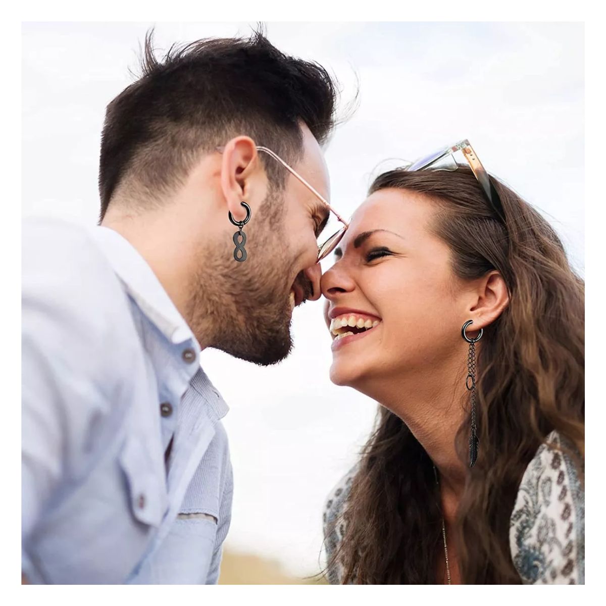 20 Piezas Aretes Falsos Piercing Hombre Mujer Arracadas Set negro