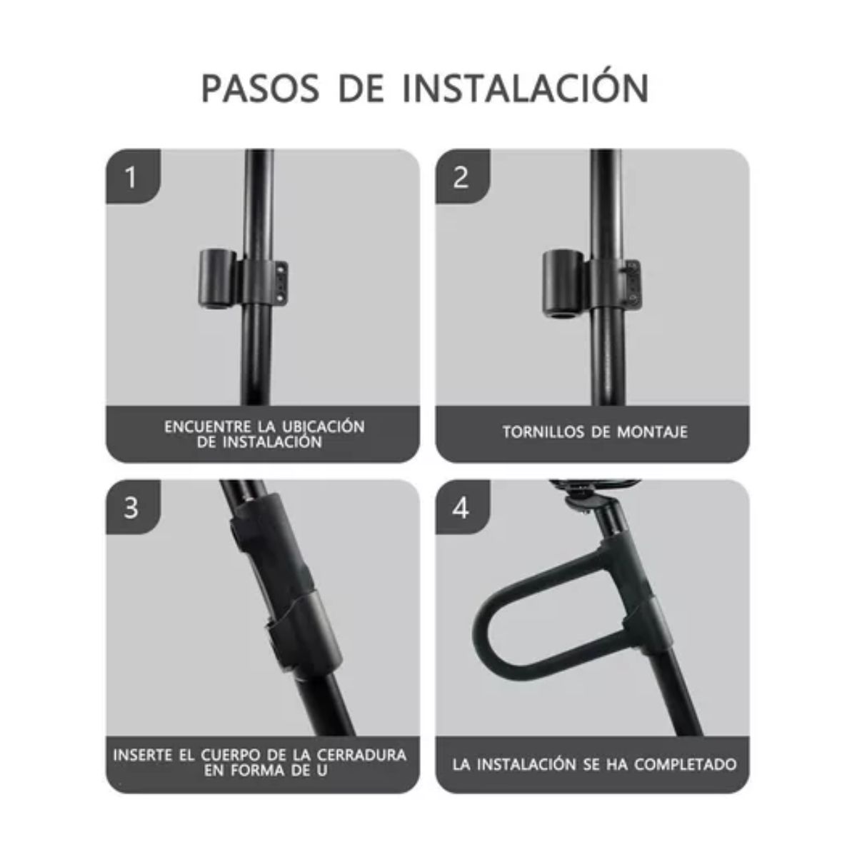 Candado Tipo U Para Bicicleta Seguridad Con 3 Llave 3pcs negro
