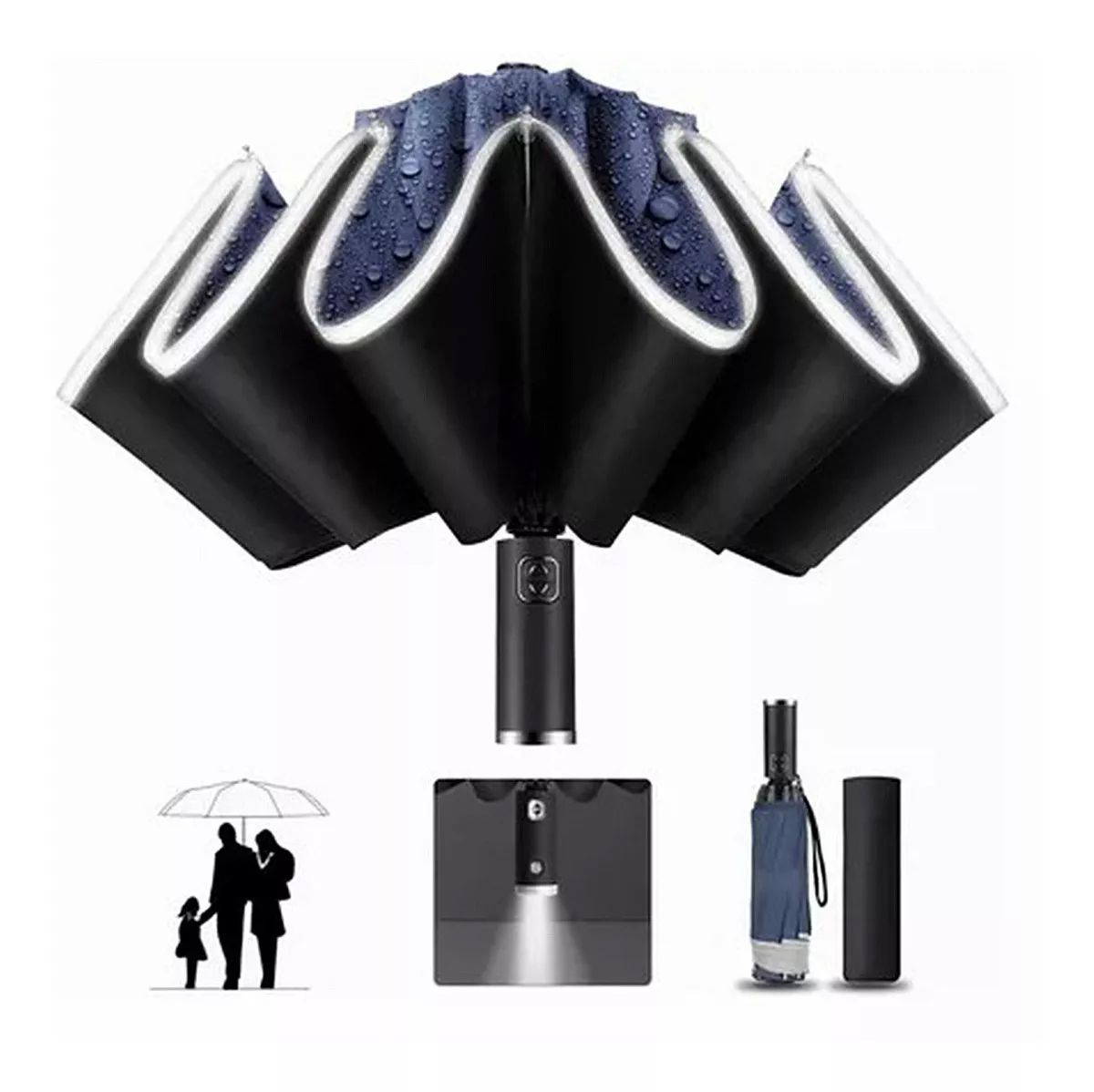 Sombrilla Paraguas De Automático Resistente Grande Reflexivo