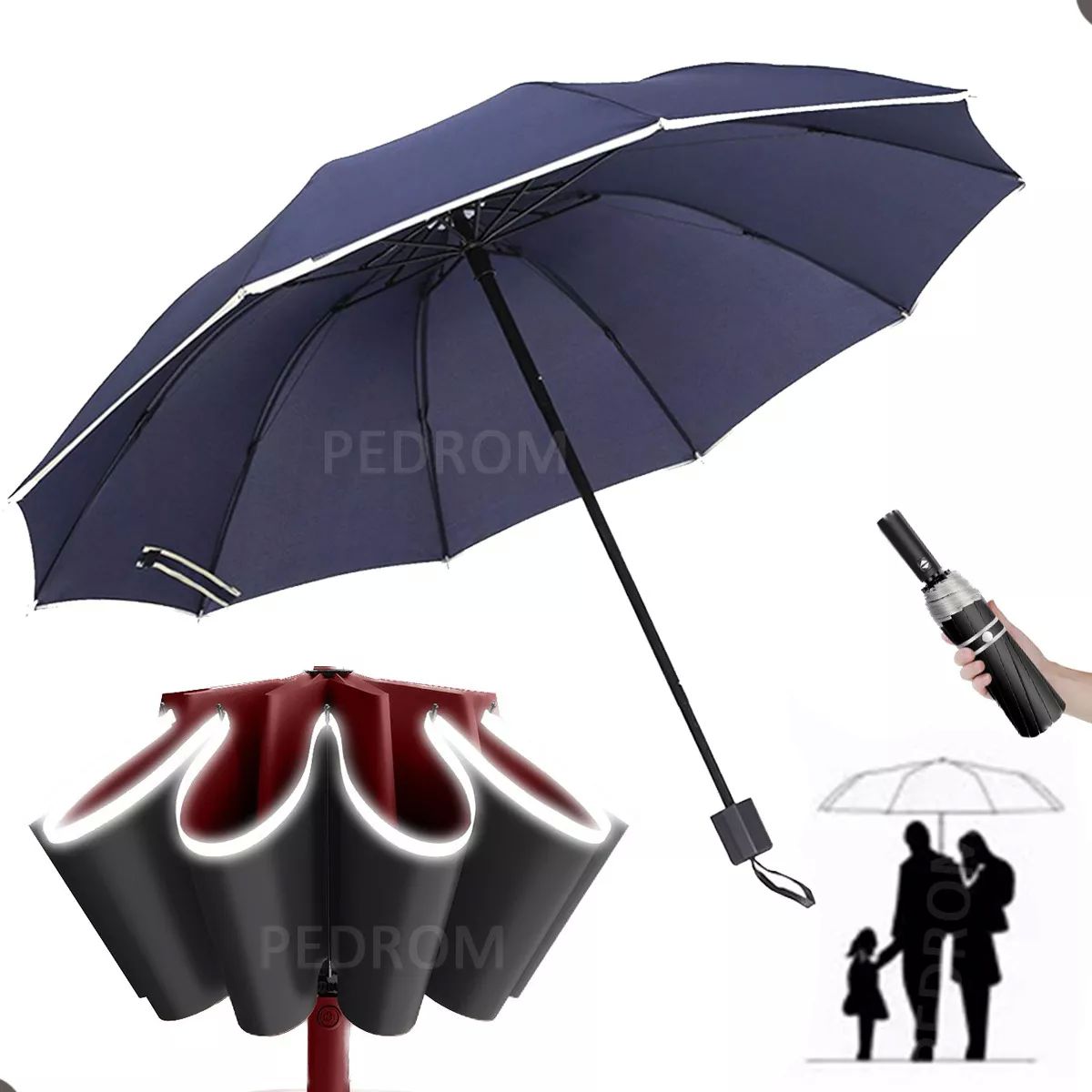 Sombrilla Paraguas De Automático Resistente Grande Reflexivo