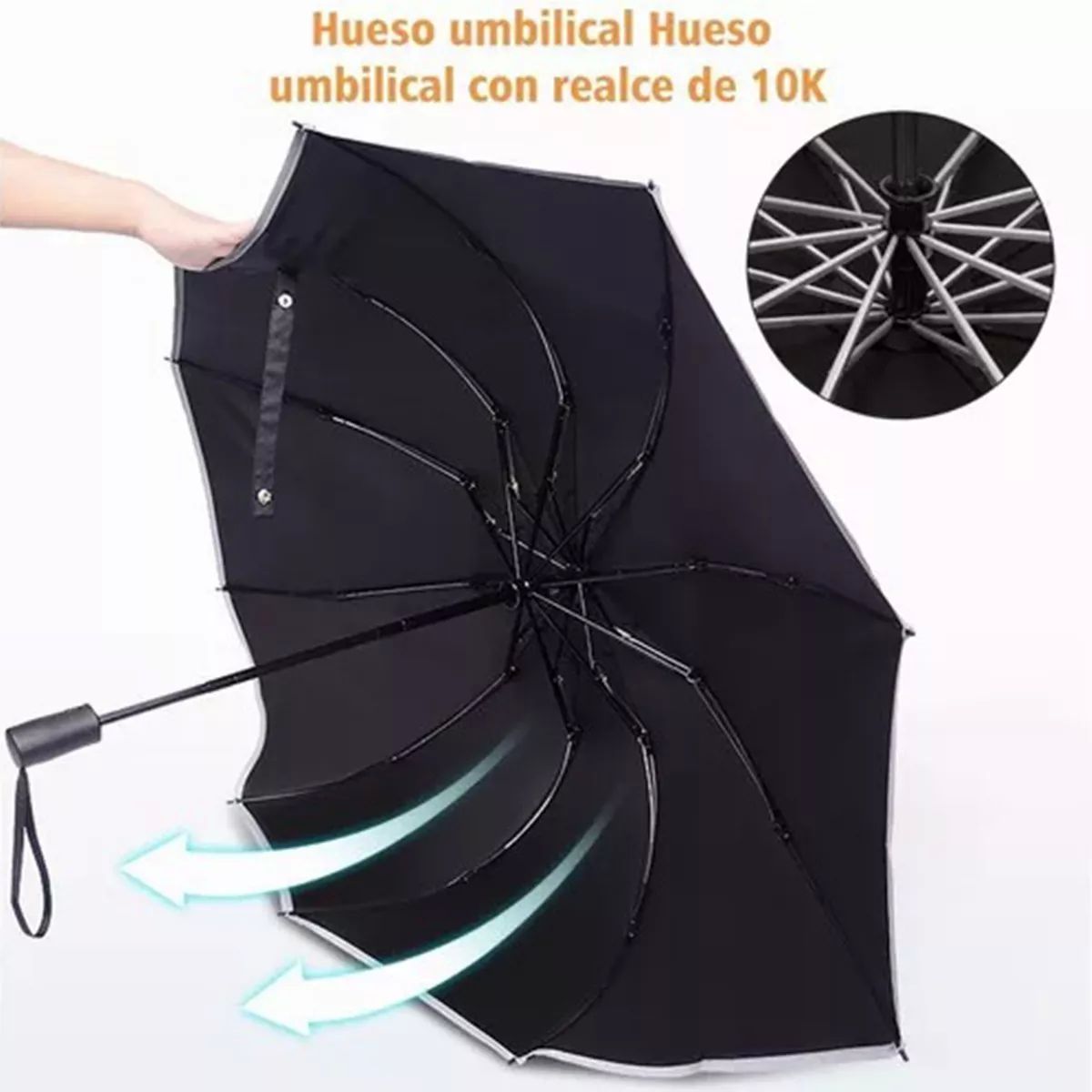 Sombrilla Paraguas De Automático Resistente Grande Reflexivo