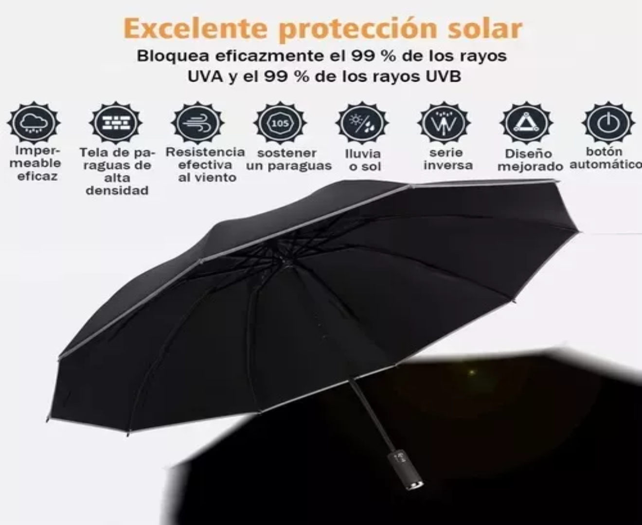 Sombrilla Paraguas De Automático Resistente Grande Reflexivo