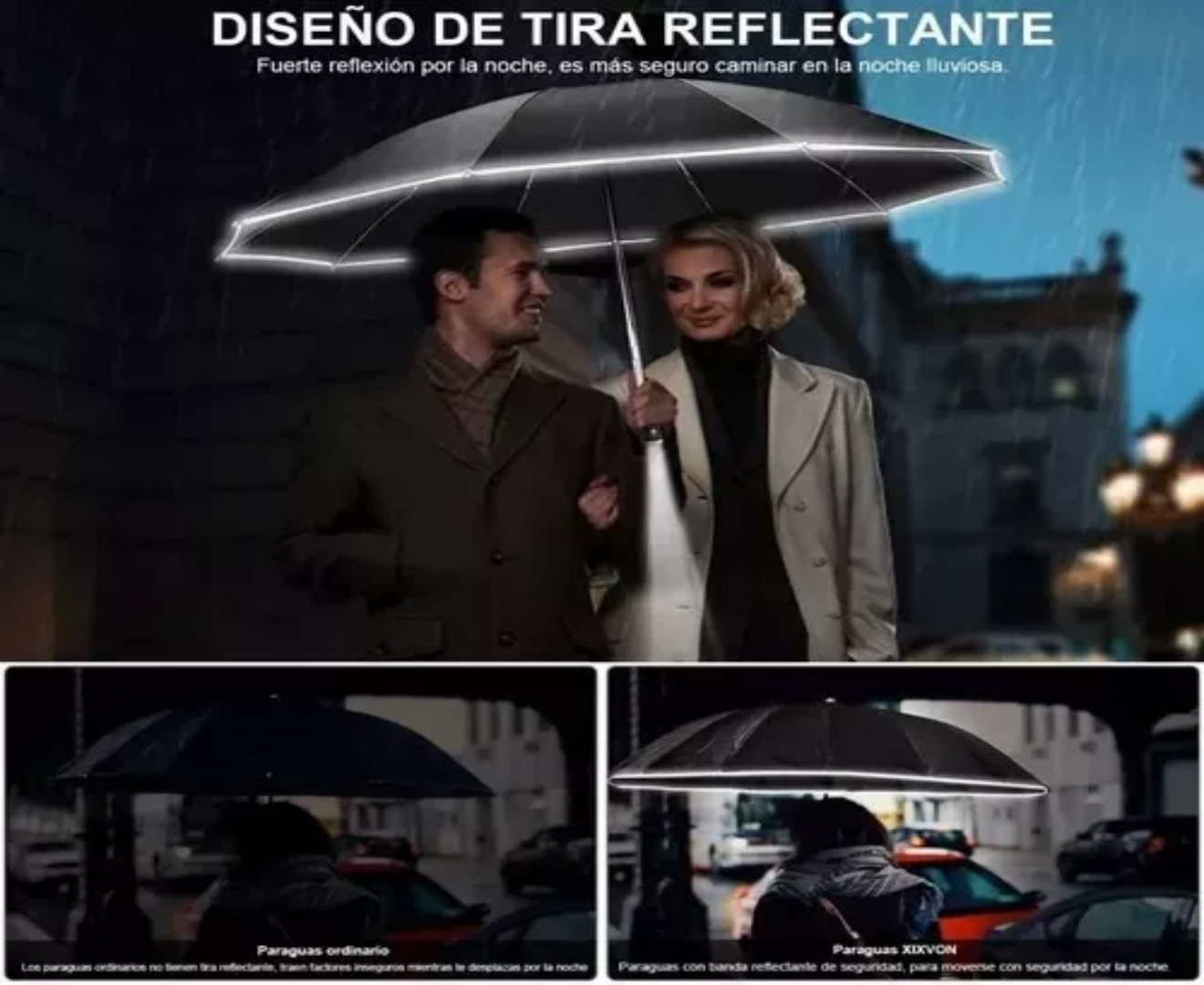 Sombrilla Paraguas De Automático Resistente Grande Reflexivo