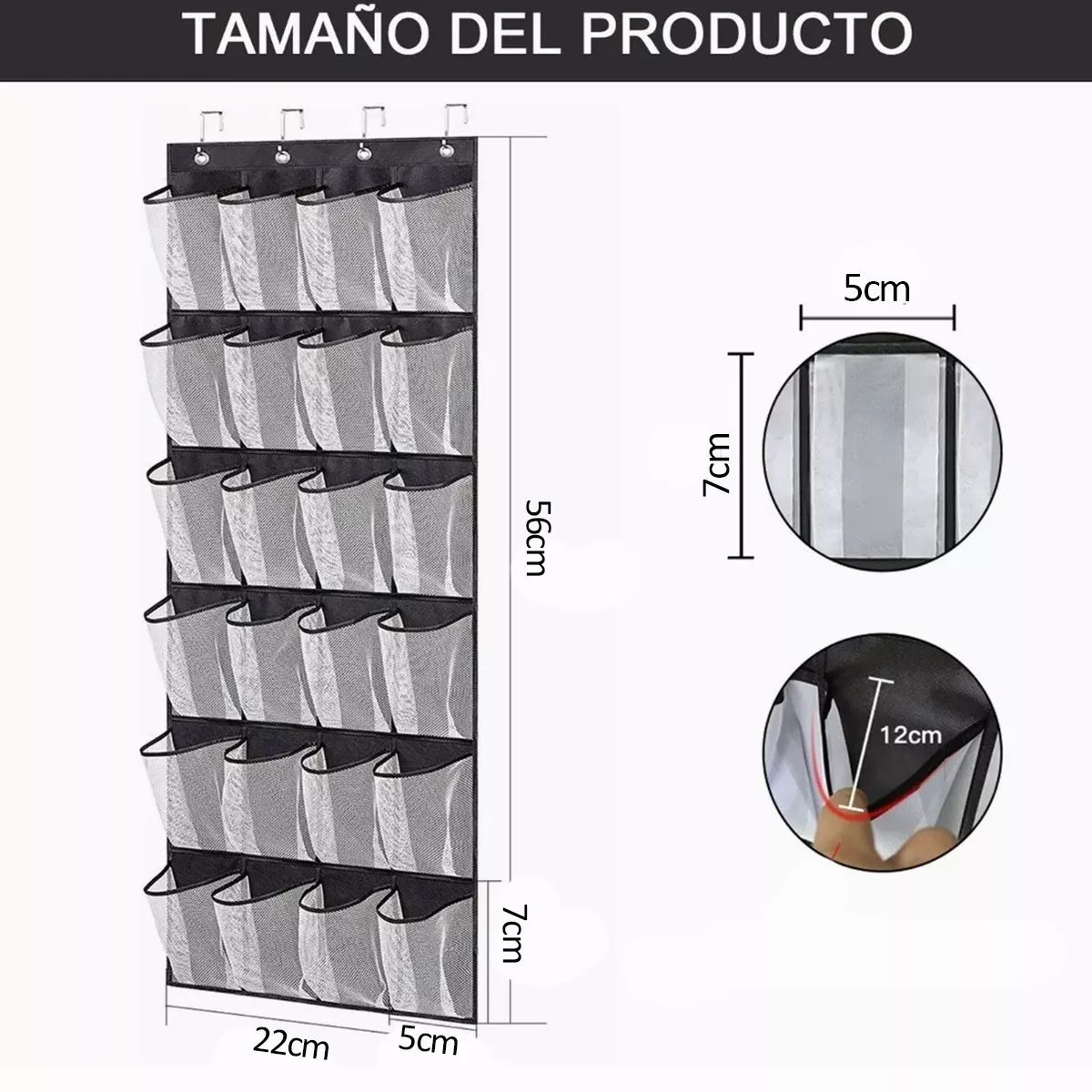 Zapatera Para Puerta De 24 Separadores Blanco Colgante
