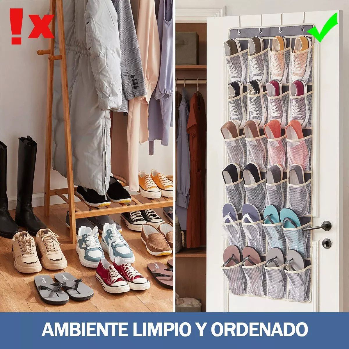 Zapatera Para Puerta De 24 Separadores Blanco Colgante