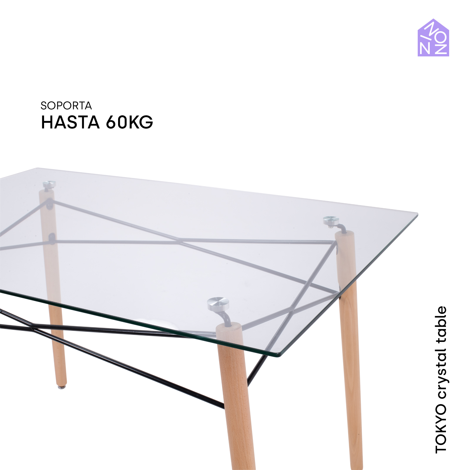 NINON HOME Mesa Comedor Vidrio Templado Minimalista | 6 Personas | Interior hogar | Exterior Jardin
