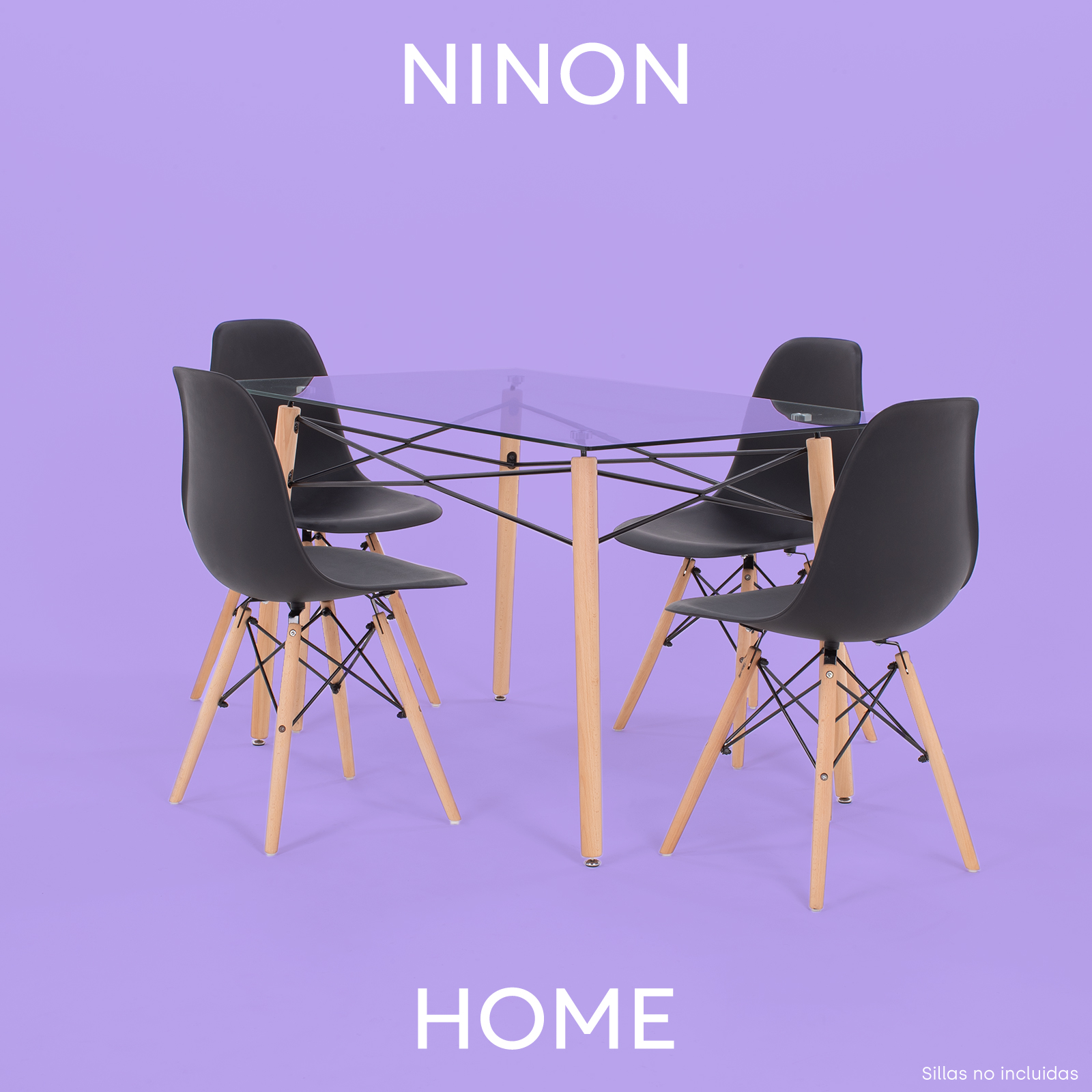 NINON HOME Mesa Comedor Vidrio Templado Minimalista | 6 Personas | Interior hogar | Exterior Jardin