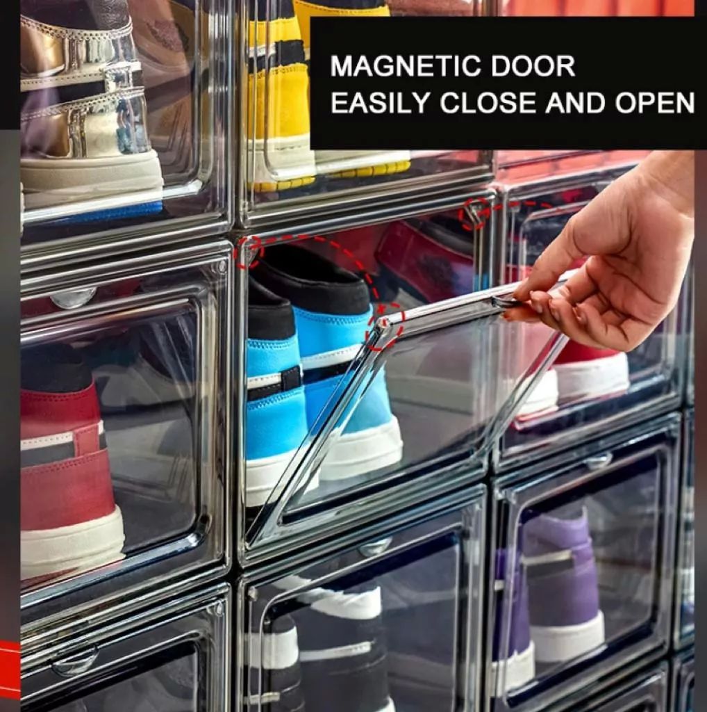 Cajas Zapatos Tenis Apilable Premium Transparente Imantada