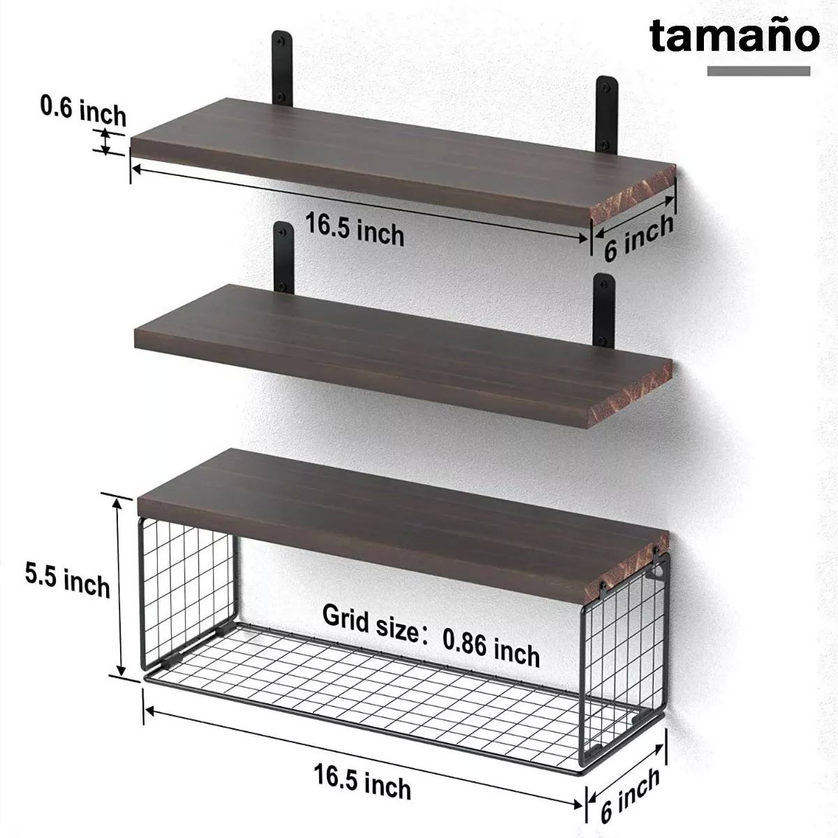 Estantes Flotantes Modernas Con Canasta De Alambre Duradero