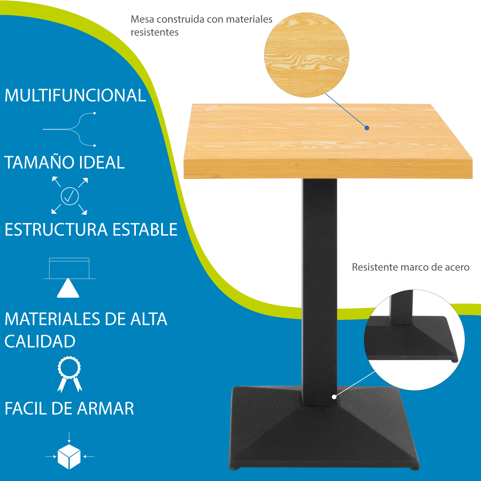 Onof Mesa de Comedor Cafe | Tipo Madera | 6 Personas para reuniones (Mediano)