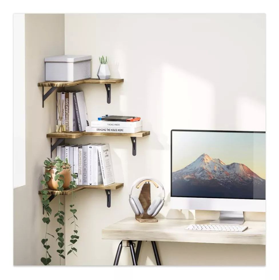 Repisa Esquinera Minimalista Flotante Moderna 3pcs