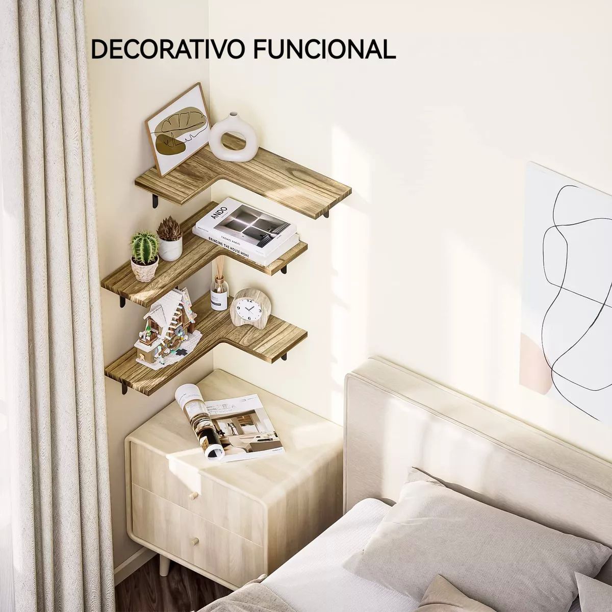 Repisa Esquinera Minimalista Flotante Moderna 3pcs