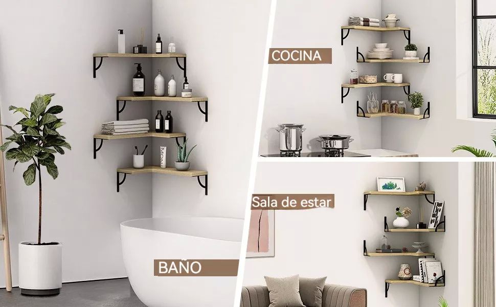 Repisa Esquinera Minimalista Flotante Moderna 3pcs
