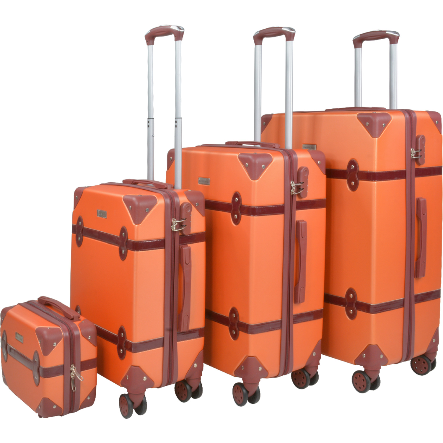 Set Maletas Viaje Vintage 4 Ruedas Resistentes Retro Tipo Baul Calabaza 4 pz.