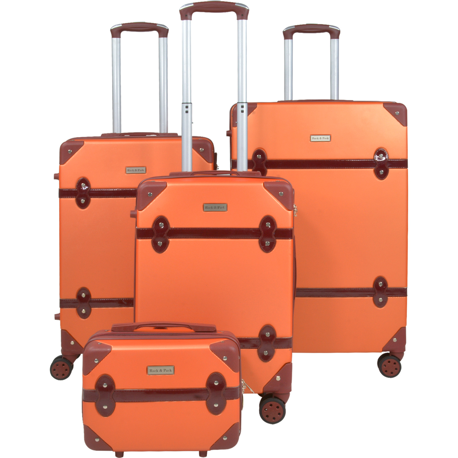 Set Maletas Viaje Vintage 4 Ruedas Resistentes Retro Tipo Baul Calabaza 4 pz.
