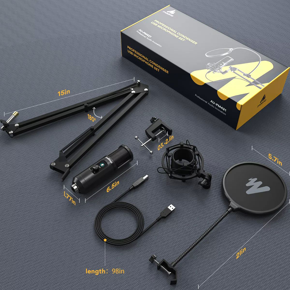 Micrófono Maono AU-PM421S condensador cardioide negro