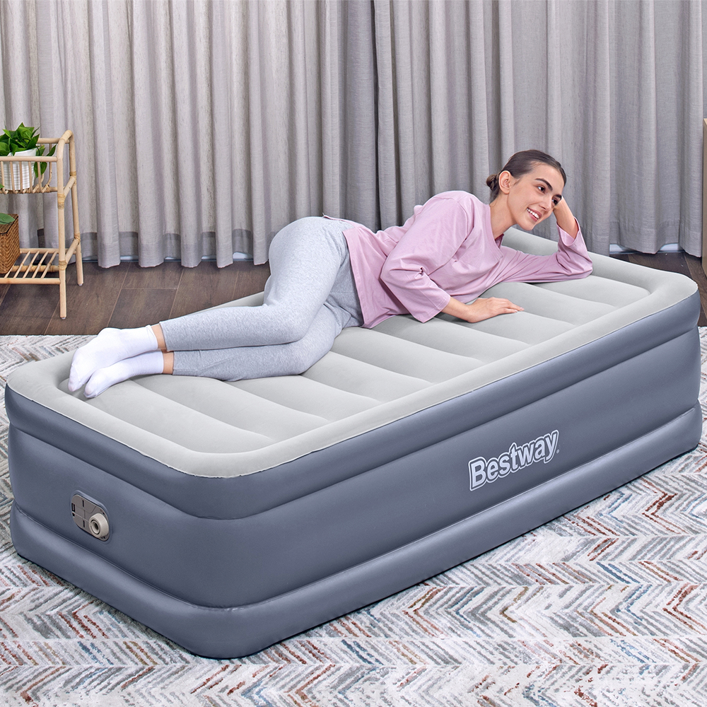 Colchon Inflable Bestway Individual Doble Altura Con Bomba