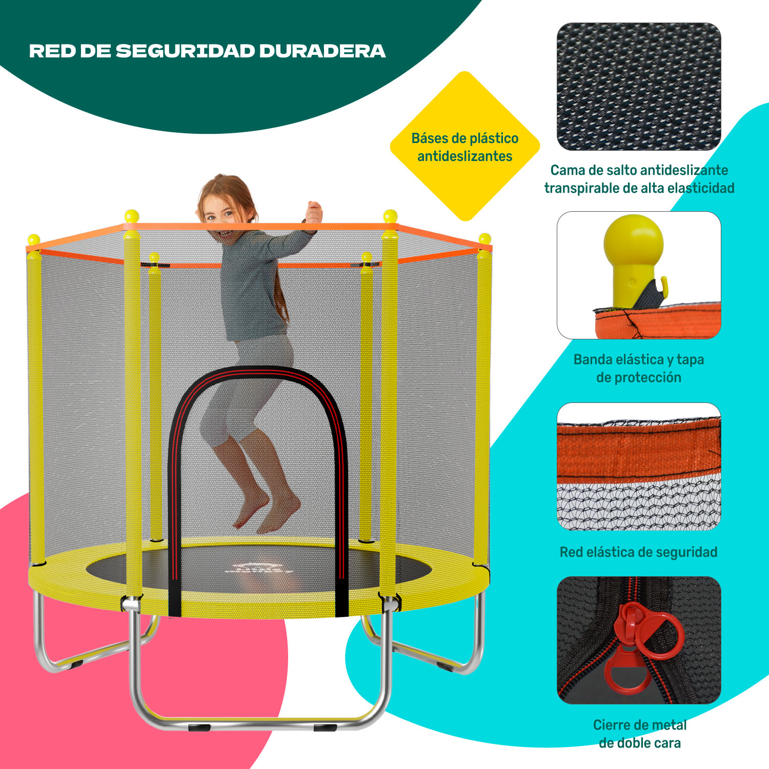 Trampolin Tumbling Niños Brincolin Infantil Red Seguridad Amarillo