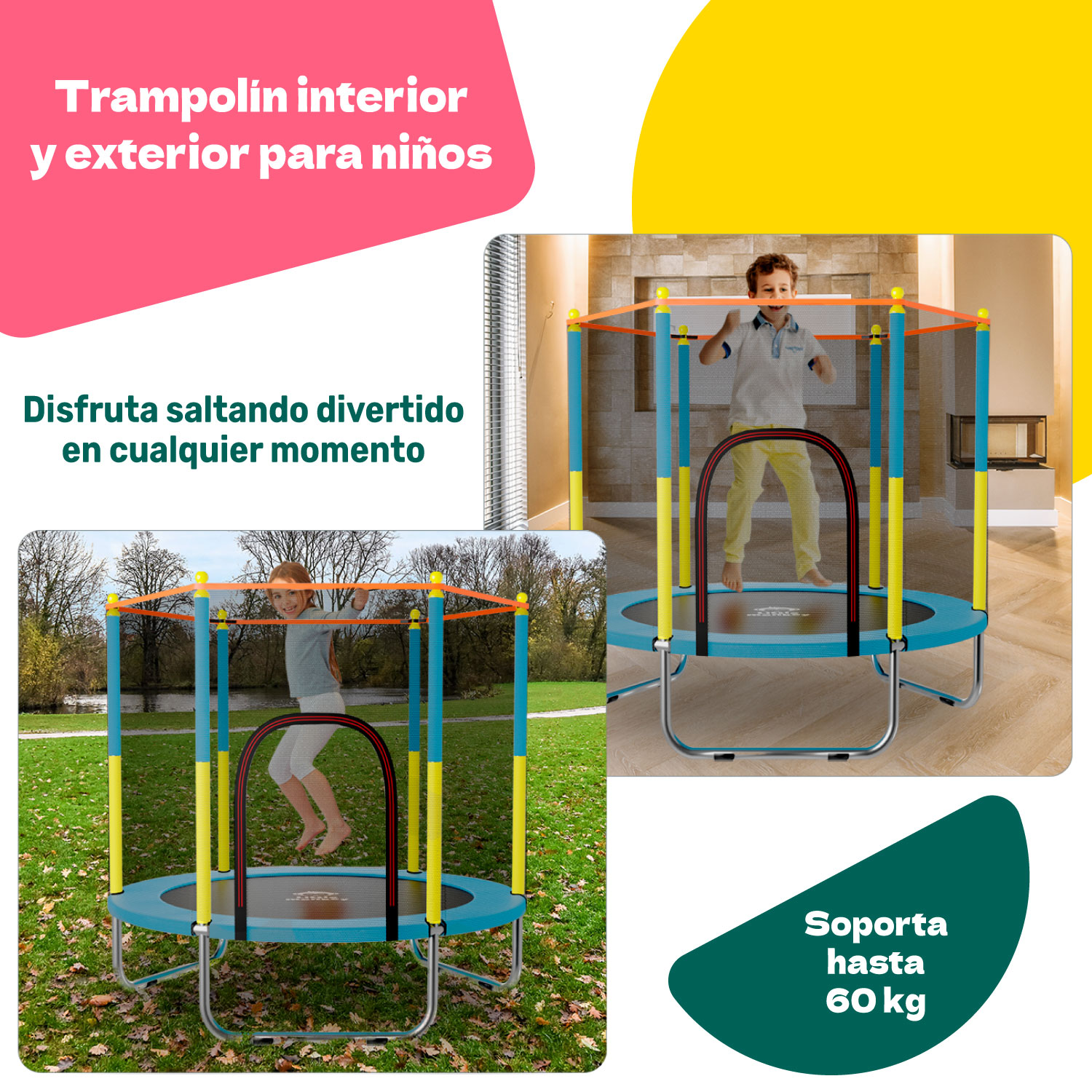 Trampolin Tumbling Niños Brincolin Infantil Red Seguridad Amarillo