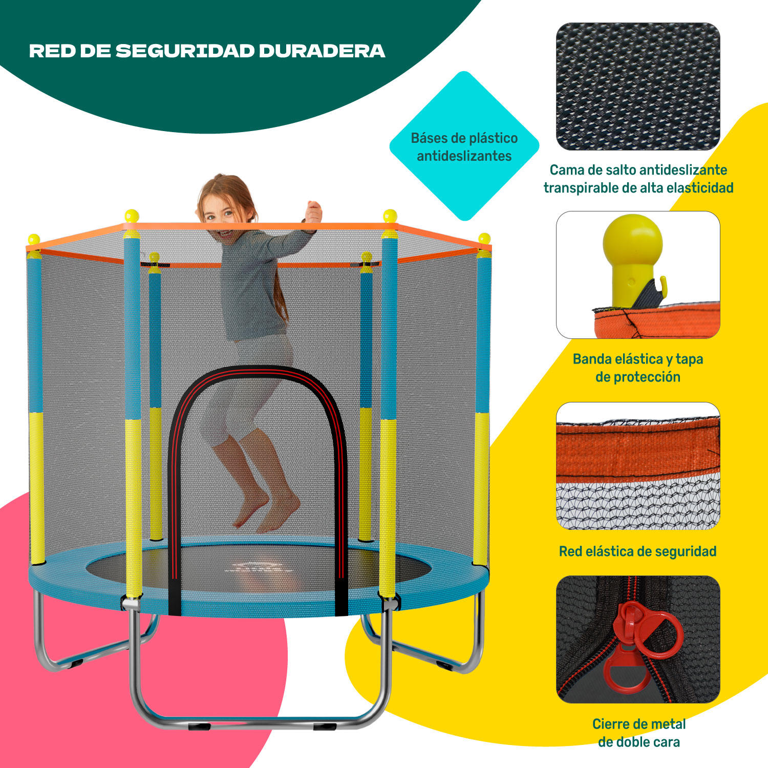 Trampolin Tumbling Niños Brincolin Infantil Red Seguridad Azul